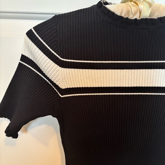 MARELLA Navy and White Knit Short Sleeve Top - Picture 3 of 5